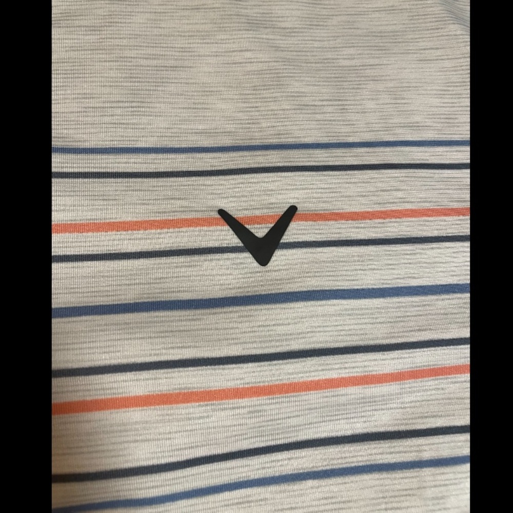 NWOT Callaway Polo Shirt Men XL White Gray Stripe Opti Dri Fit Golf Short Sleeve - Picture 4 of 7